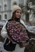 Букет зі 101 піоновидного тюльпана дабл прайс - Зображення 6