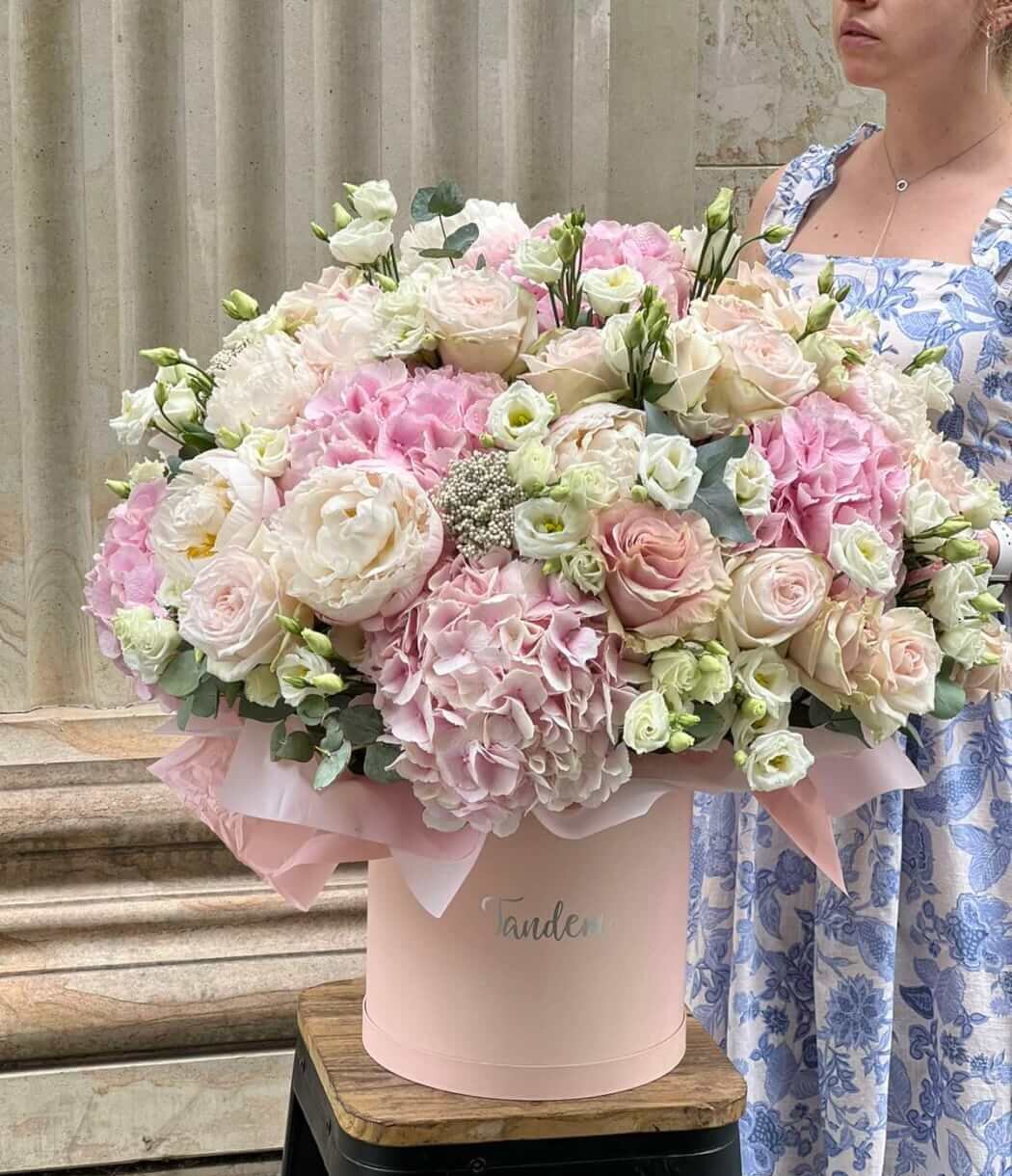 изображение_viber_2023-08-07_10-19-21-204 Велика пастельна коробка ХXL з гортензіями та піоновидними трояндами - Зображення 1