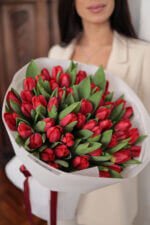 Bouquet of 51 red tulips