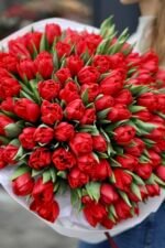 Букет зі 101 червоного тюльпану - Зображення 5