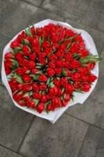 Букет зі 101 червоного тюльпану - Зображення 6