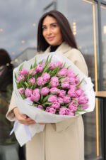 Букет із 51 тюльпану сорту Дабл Прайс