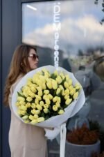 букет зі 101 лимонного тюльпану - Зображення 4