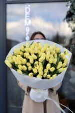 букет зі 101 лимонного тюльпану - Зображення 3
