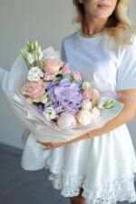 Букет міксований з гортензією та піоном