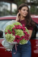 Мікс із зеленої гортензії та малинової троянди марвеловз баблз - Зображення 3