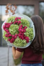 Мікс із зеленої гортензії та малинової троянди марвеловз баблз - Зображення 2