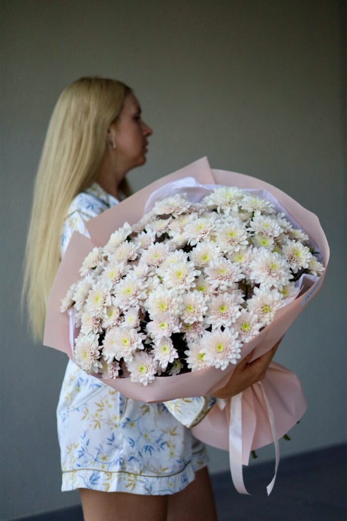 Монобукет із пудрових хризантем 1 Tandem GREEN SHOP
